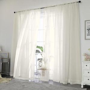 Ivory Sheer Curtains 84 inch Length, 2pcs,