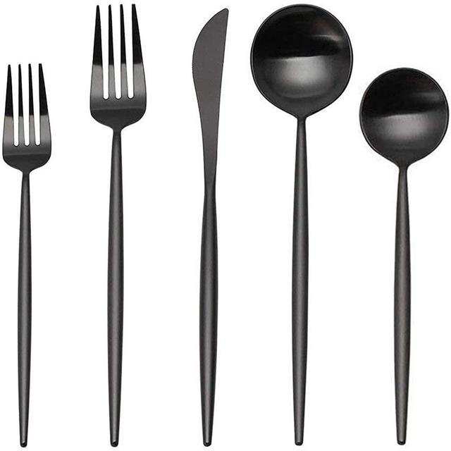 Matte Black Silverware Set, SHARECOOK 30-Piece Stainless Steel Satin Finish Flatware Set Service for 6, Kitchen Utensil Set, Tableware Cutlery Set for Home and Restaurant…
