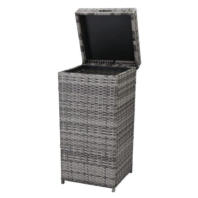 Pinikuyiro 27 Gallon Hideaway Can Rattan Outdoor Trash with Lid Use in Backyard, Deck, or Patio (Grey)