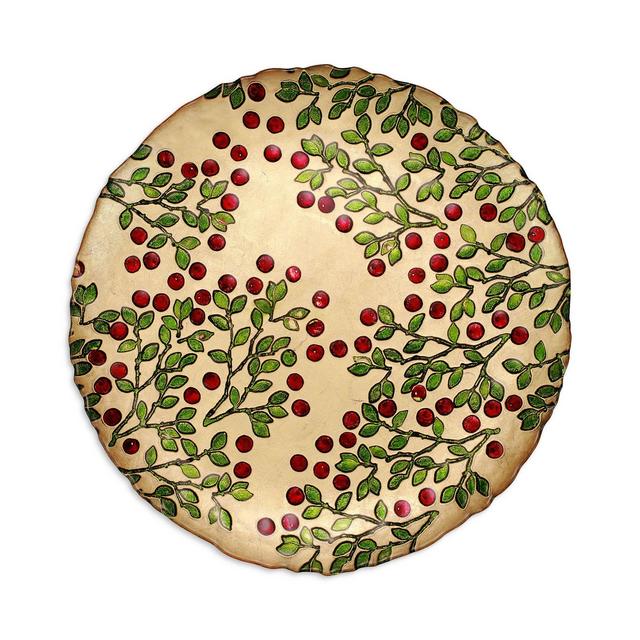 VIETRI Cranberry Glass Round Platter