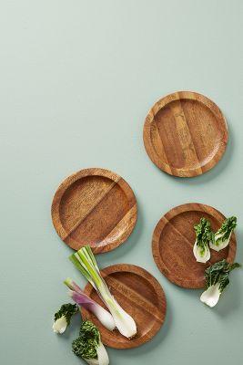 Etched Wood Canape Plate Set