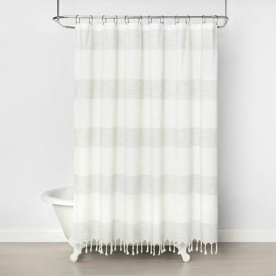 Woven Shower Curtain Stripe Railroad Gray - Hearth & Hand™ with Magnolia