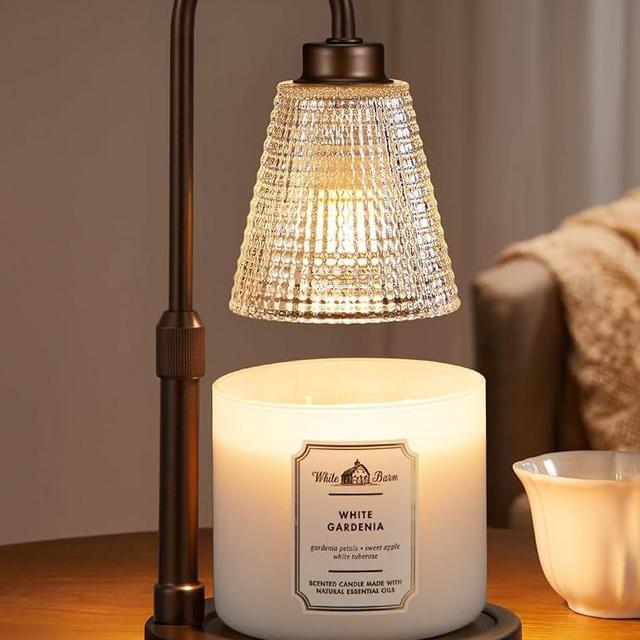 Innqoo Big Brown Candle Warmer Lamp with Timer, Dimmable Candle Warmer for Home Decor, Height Adjustable Candle Lamp for Jar Candles, Birthday Gifts for Women Mom, House Warming Gifts New Home