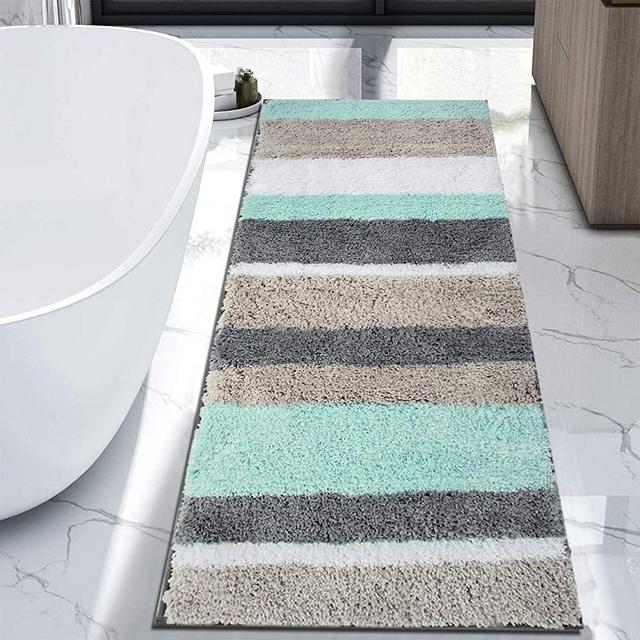 HEBE Extra Long Bath Rug Runner for Bathroom Extra Large Non Slip Microfiber Bathroom Mat Rug Runner Machine Washable Area Rugs,27.5" x55"