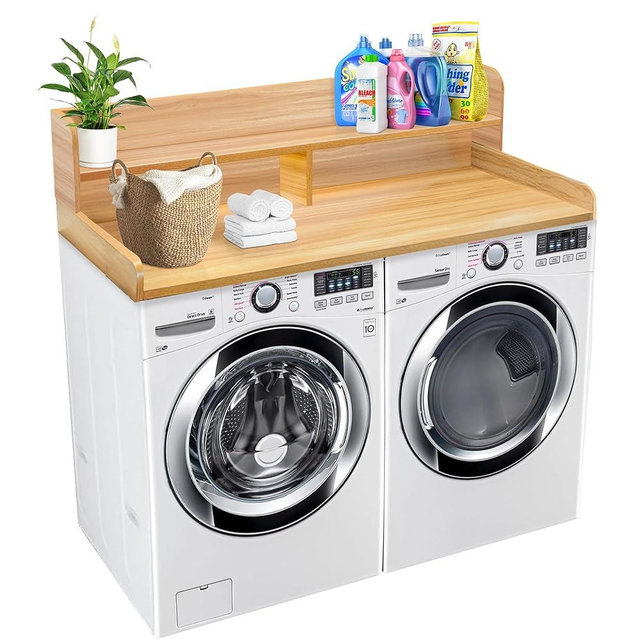 Royxen Laundry Countertop with Storage Universal Fit, Washer and Dryer Countertop with Shelf, Laundry Room Storage, 2-Tier Shelf (Oak)