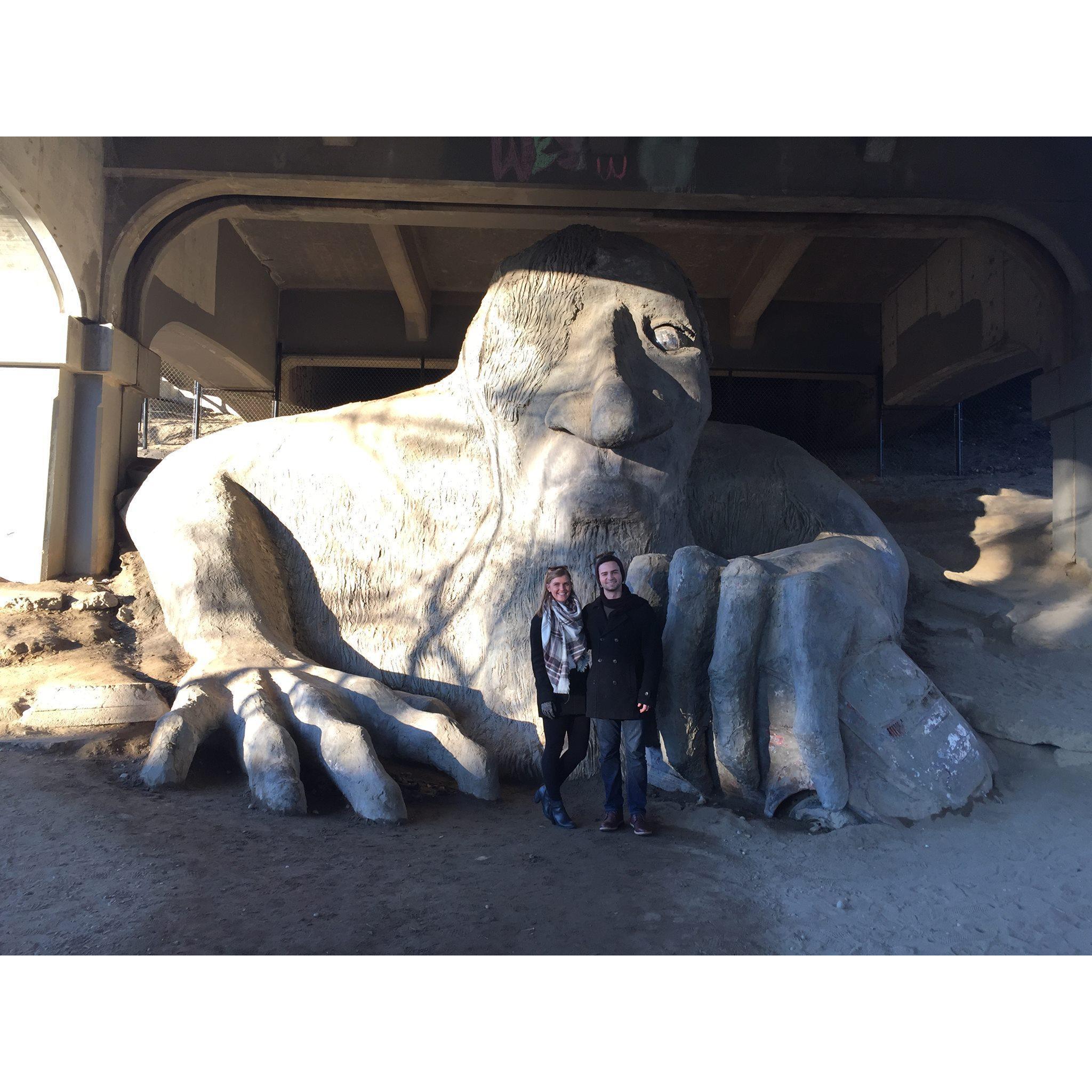 Visiting the Troll Under the Bridge in Seattle