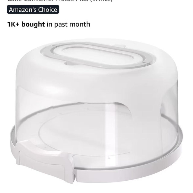 Top Shelf Elements Round Cake Carrier Two Sided Cake Holder Serves as Five Section Serving Tray, Portable Cake Stand Fits 10 inch Cake, Cake Box Comes With Handle, Cake Container Holds Pies (White)