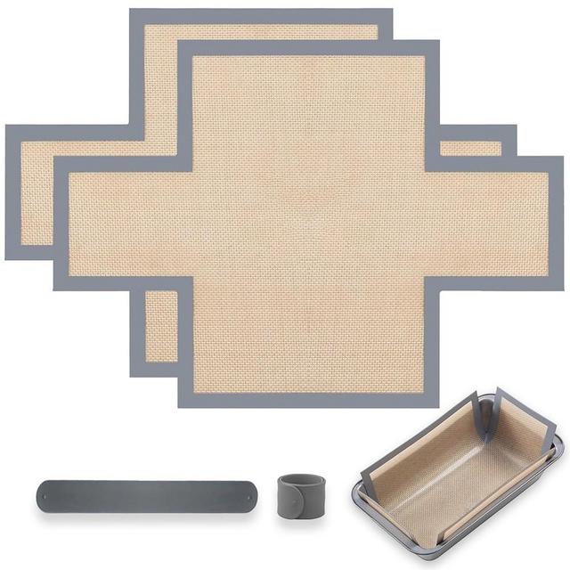 Silicone Bread Loaf Pan Liners, 2 Pack Reusable Nonstick Baking Loaf Pan Liners for 9.5 x 5 Inch Bread Pans, Food Grade Bread Baking Mats, Easy to Clean, Heat Resistant, Included Storage Band