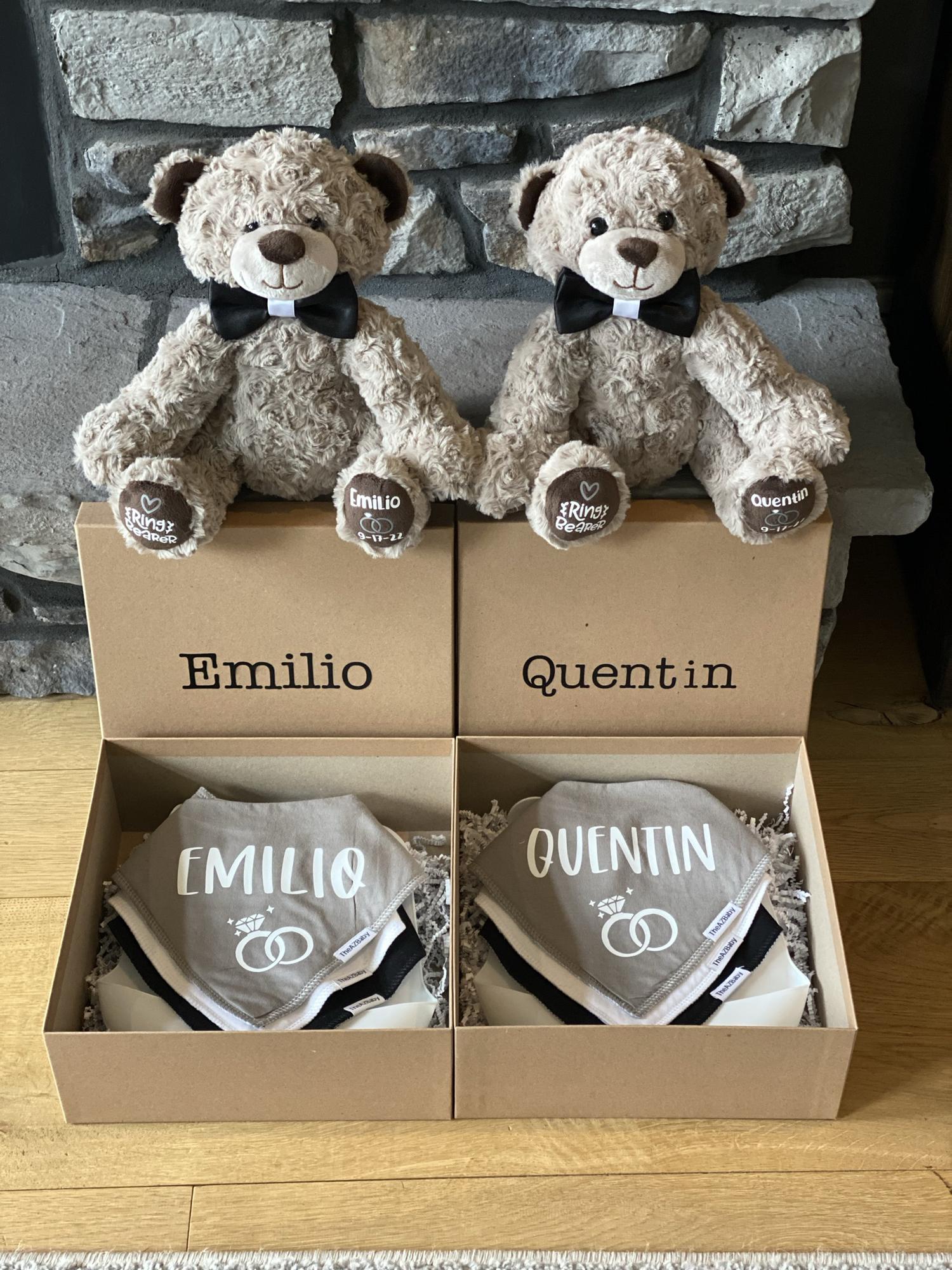 Ring Bearer proposal gifts given to Emilio and Quentin