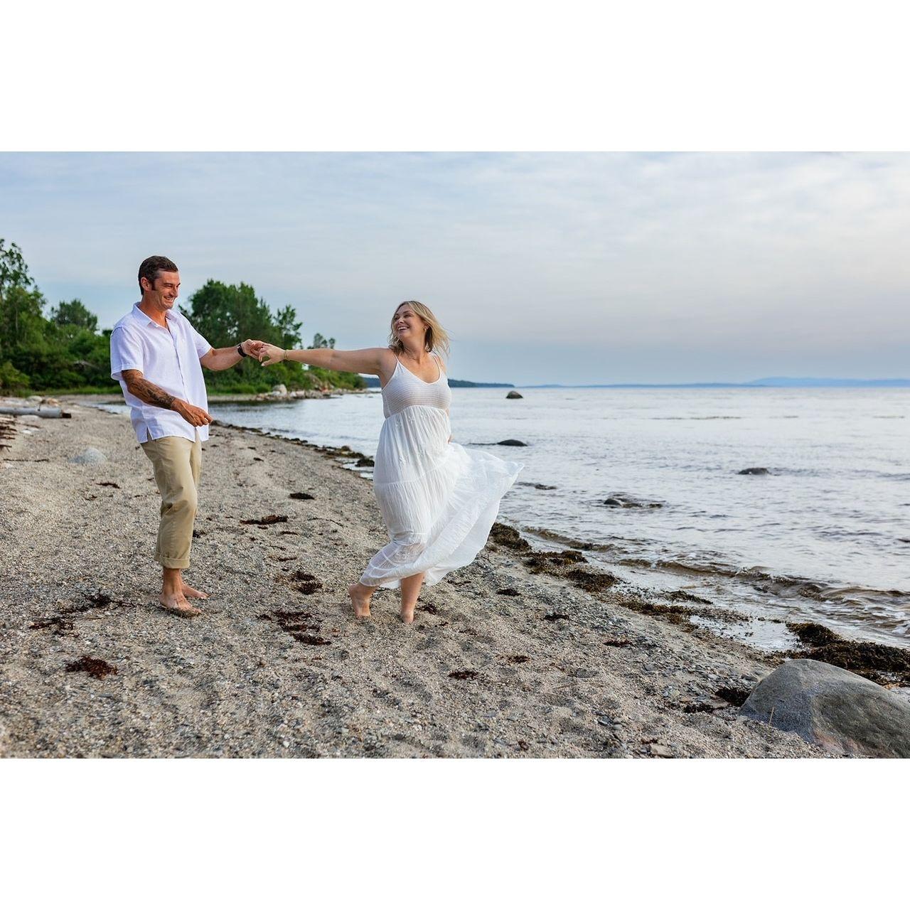 The beach in front of Martin's parents' house where he asked, and I said YES!