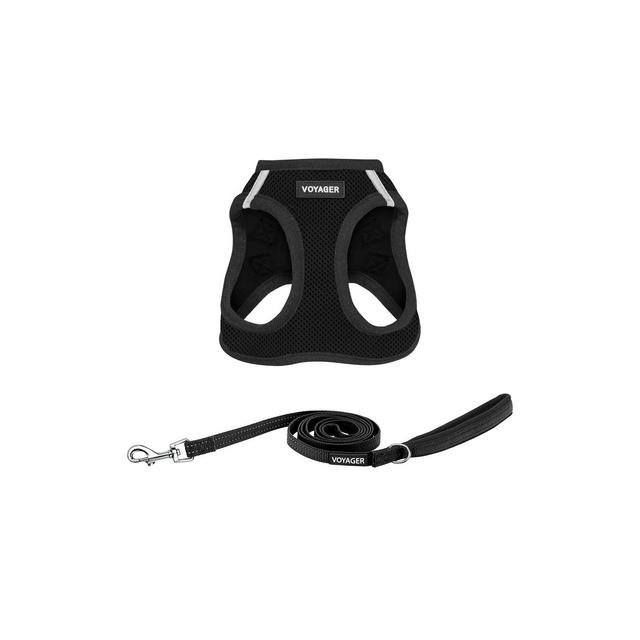Voyager Step-In Air Dog Harness and 5ft Leash Combo for Small and Medium Dogs, Breathable Mesh, Black, L