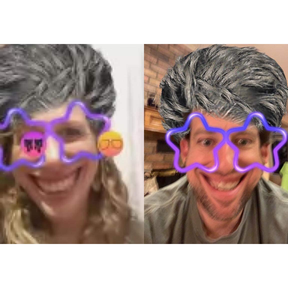 Silliness during video chat while we were away from each other...