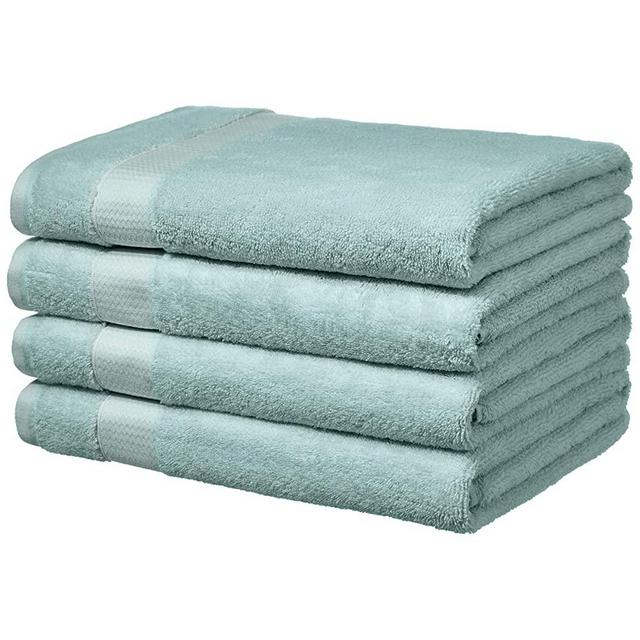 AmazonBasics Everyday Bath Towels, Set of 4, Calm Blue, 100% Soft Cotton, Durable