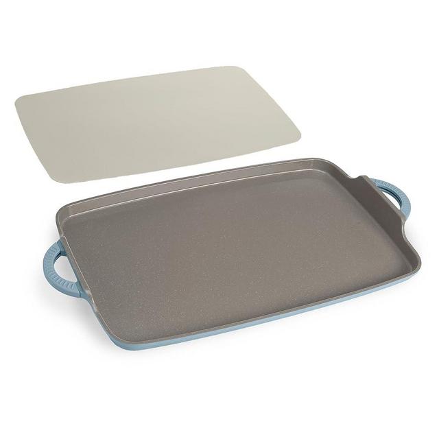 Goodful All-in-One Double Burner Griddle, Ceramic Nonstick, Durable Cast Aluminum, Oven Safe and Dishwasher Safe, Made without PFAS, PFOA, PFOS & PTFE, 18-Inch x 11-Inch, Blue Mist
