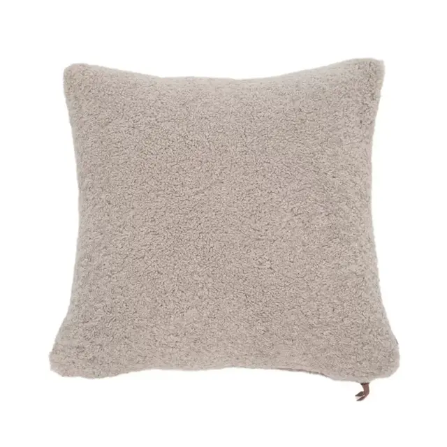 Teddy Sherpalux Square Throw Pillow in Crystal Grey