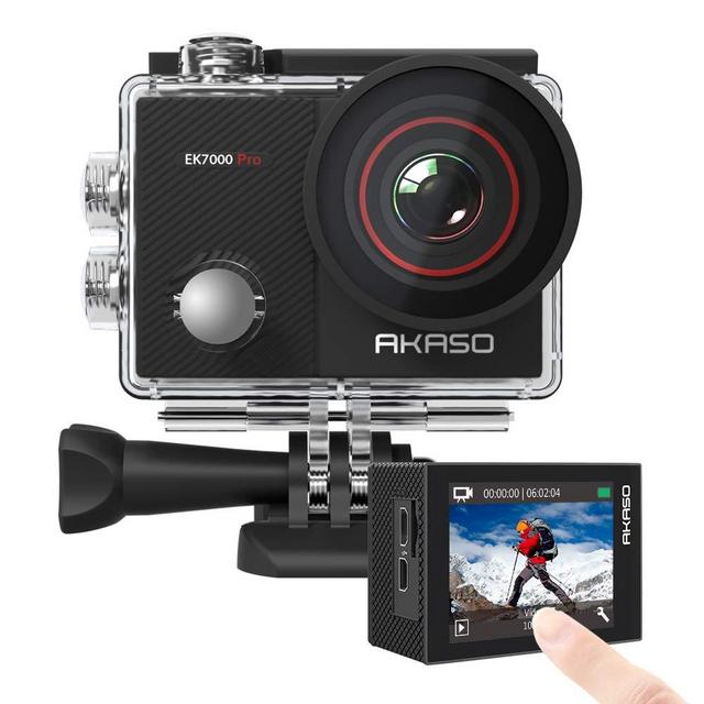 AKASO EK7000 Pro 4K Action Camera with Touch Screen EIS Adjustable View Angle Web Camera 40m Waterproof Camera Remote Control Sports Camera with Helmet Accessories Kit
