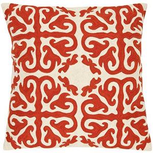 Safavieh Pillow Collection Throw Pillows, 22 by 22-Inch, Moroccan Orange Sunburst, Set of 2