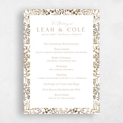 Camel, Brown Wedding Program - Ronneby