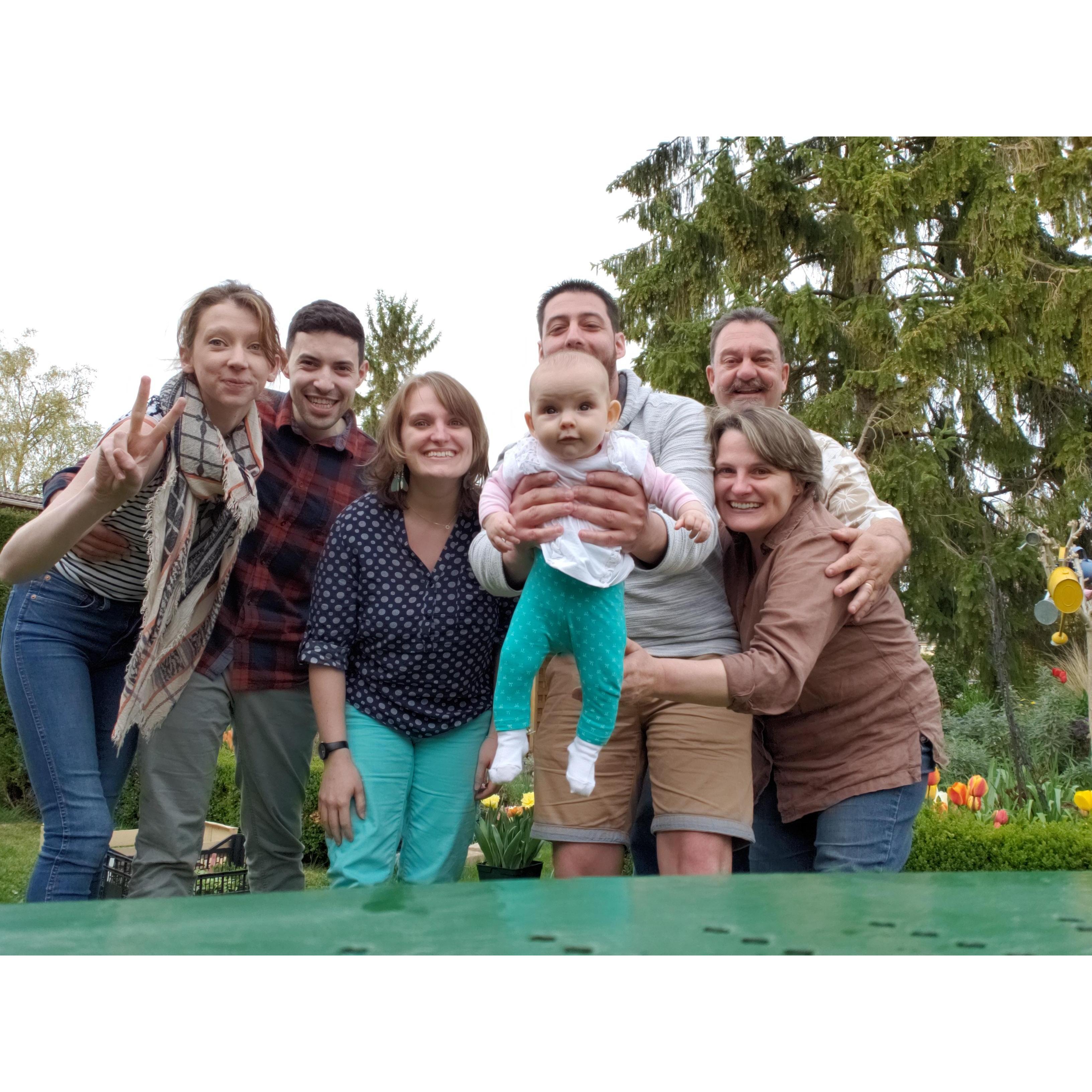 Auntie Erin & Uncle Steven with our Champenoise family, the Castellains!!! (Most importantly, Baby Zoe CRUSHING the photogenic pose)
