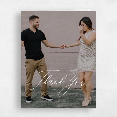 Light Oatmeal, Beige Wedding Thank You - Seville Photo