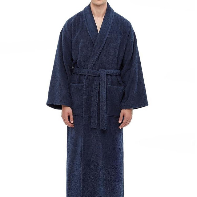 Arus Men's Shawl Collar Robe, Turkish Terry Cotton Bathrobe with Regular and Full Length Options