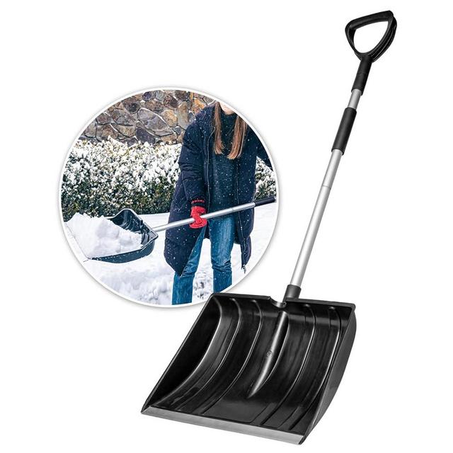 OCGIG Snow Shovel for Driveway Car Garage Home Snow Removal, Heavy Duty 48inch Long Large Capacity Portable Folding Snow Shovel with D-Grip Handle Aluminum Strip for Garden Car Camping Outdoor