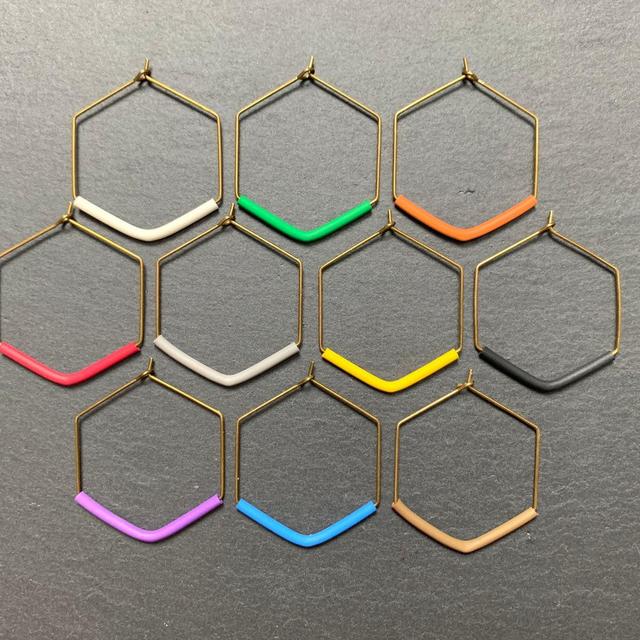 Set of 10 Wine Glass Tags in Hexagon Shape Double Color | Wine Charms | Wine Identifiers | Martini Charms | Raw Brass
