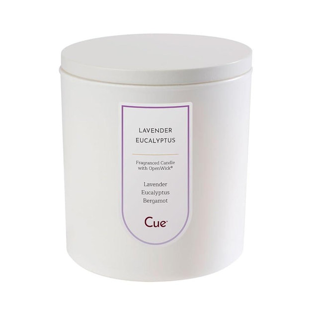 CUE Lavender Eucalyptus Scented Candle | Soy Coconut Wax Blend | Candle Gift for Women | Made in USA | 50 Hour Burn Time | 8.5oz White Color