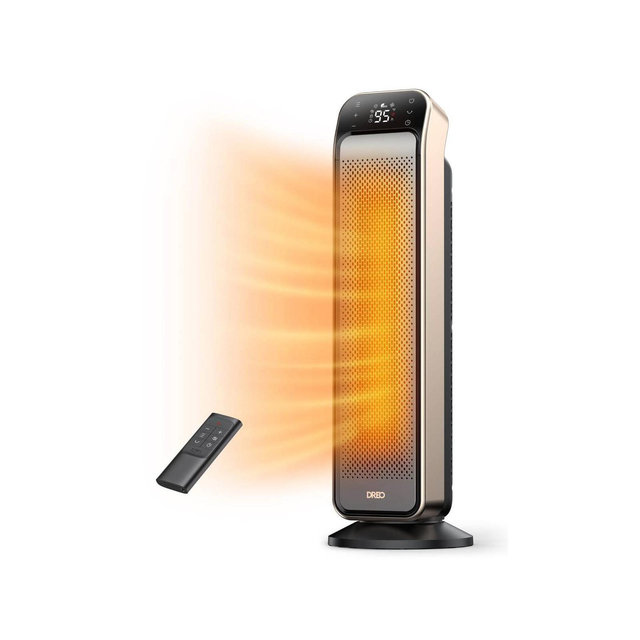 DREO 1500W Solaris Max 25" Ceramic Space Heater Oscillating Fast Heat and Ultra-Quiet ECO Mode Remote