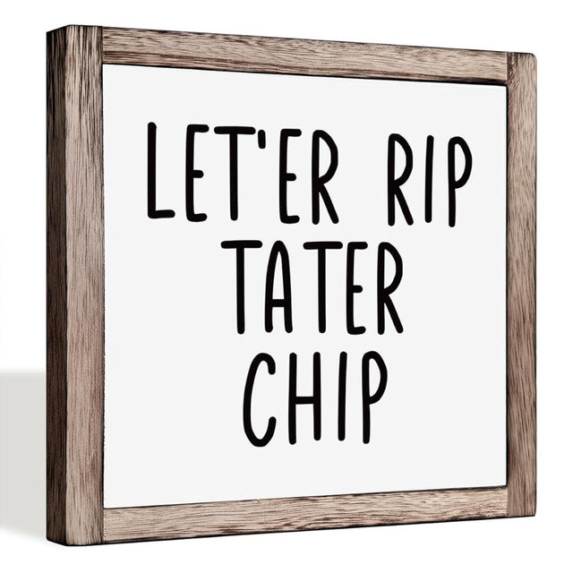 Bathroom Signs, Western Bathroom Décor, Bathroom Wall Art, Let 'Er Rip Tater Chip, Funny Bathroom Décor, Farmhouse Bathroom Wall Décor, Bathroom Shelf Décor Sign, Restroom Sign Decor 9.9inch