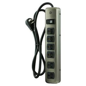 GE 5-Outlet Designer Brushed Nickel Surge Protector , 25428