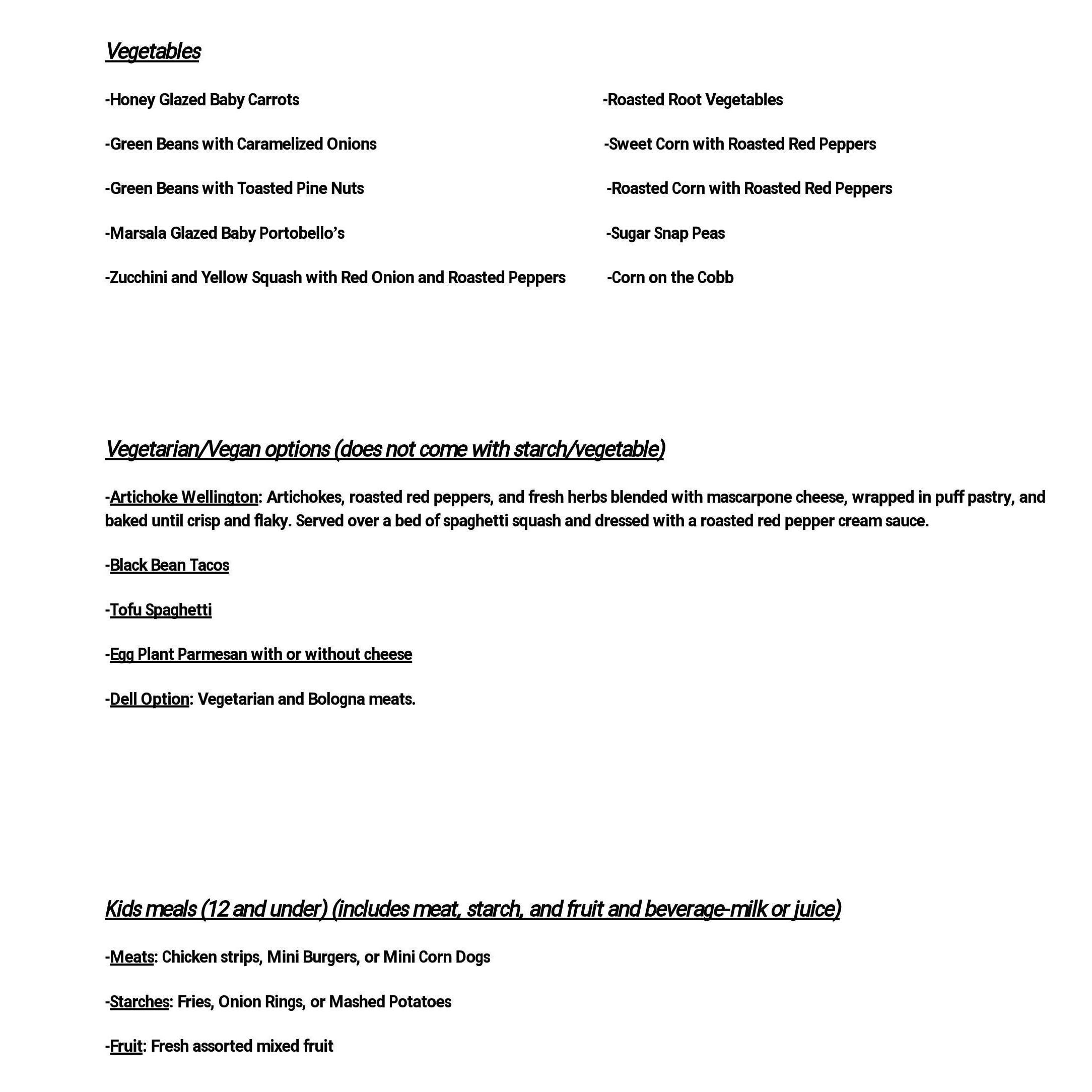 Wedding Menu Page 2
