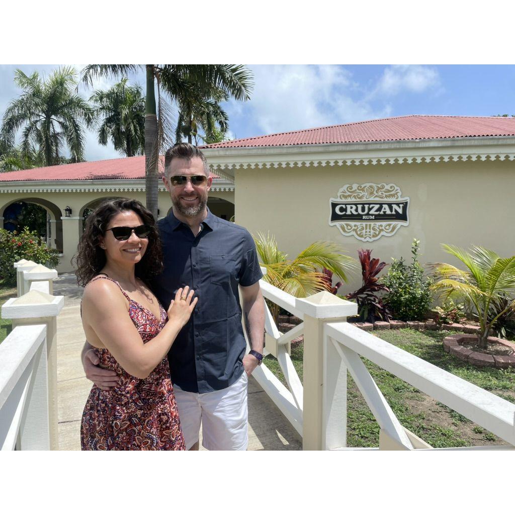 2024: While in the Virgin Islands for a dear friend's wedding, Laura and Cam went to a rum distillery and got a bit tipsy.