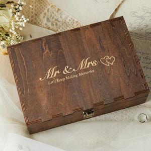 AW BRIDAL Wedding Keepsake Box with Lid Mr Mrs Wood Memory Storage Box Bridal Shower Gifts Wedding Anniversary Engagement Gifts for Couples