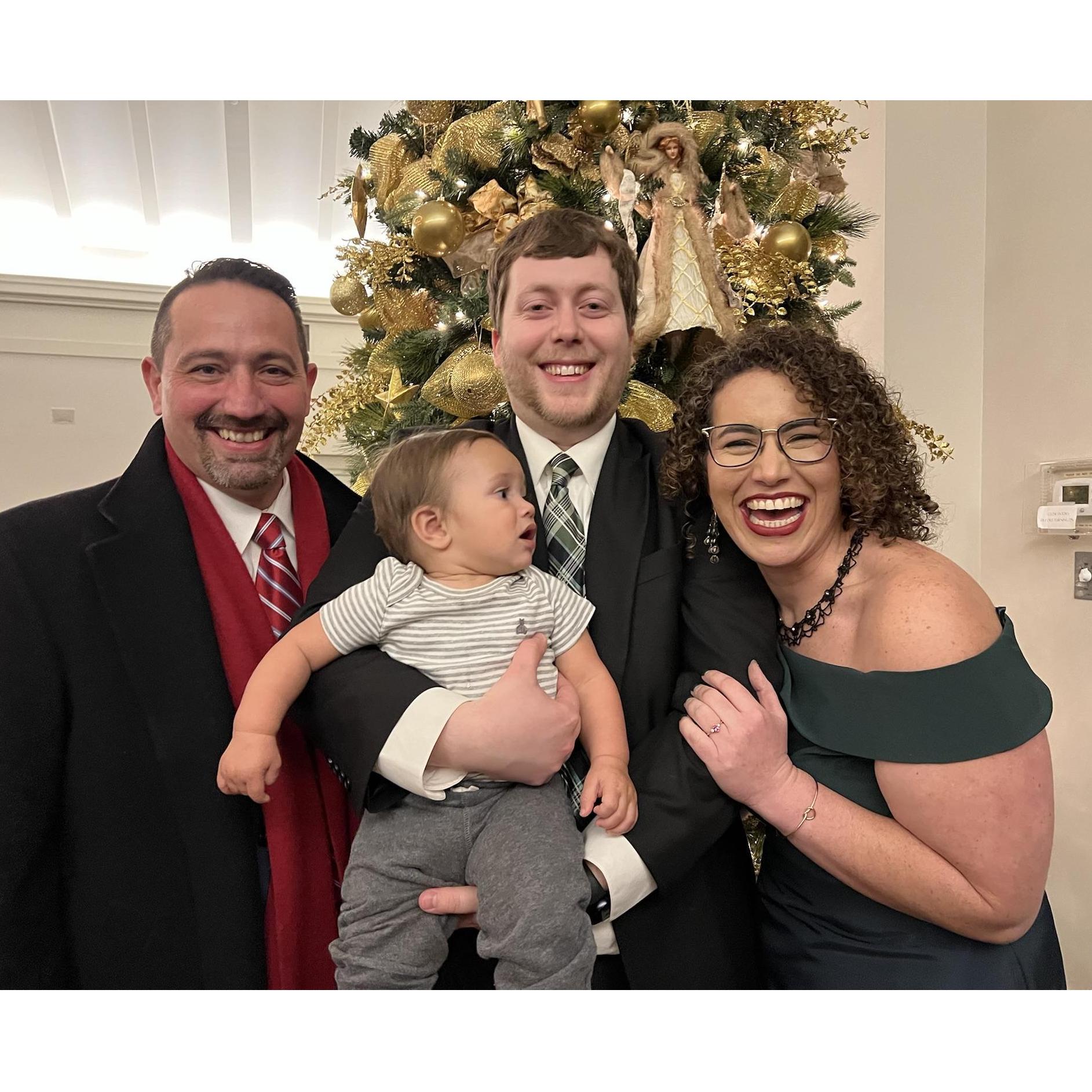 Celebrating their first Christmas together.