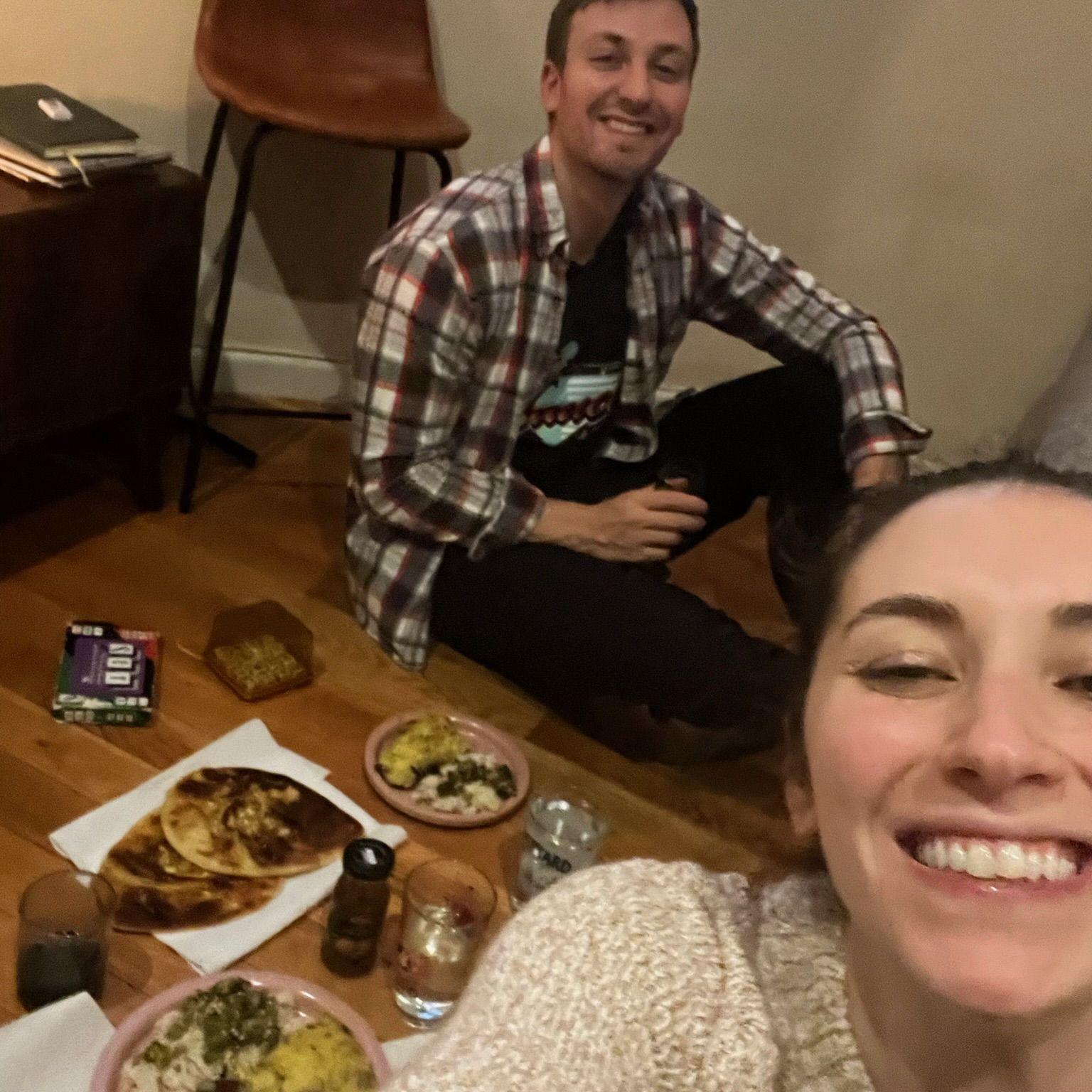 Who needs a table when you have an entire floor to eat on?