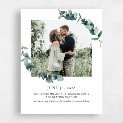 Green Simple Wedding Save the Date - Galata Wreath