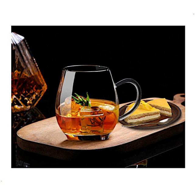 Ultra Clear Glass Tea Mug | Coffee Mug by Sun’s Tea | 16 oz (470 ml) | Borosilicate - Glasses w Big Handle | Simple and Elegant | Microwave Safe | Pure Glass