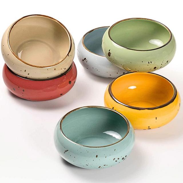 Esfour Organic Porcelain Bowls - 12 Ounce for Ice Cream Dessert, Small Side Dishes - Set of 6, Natural Assorted Colors
