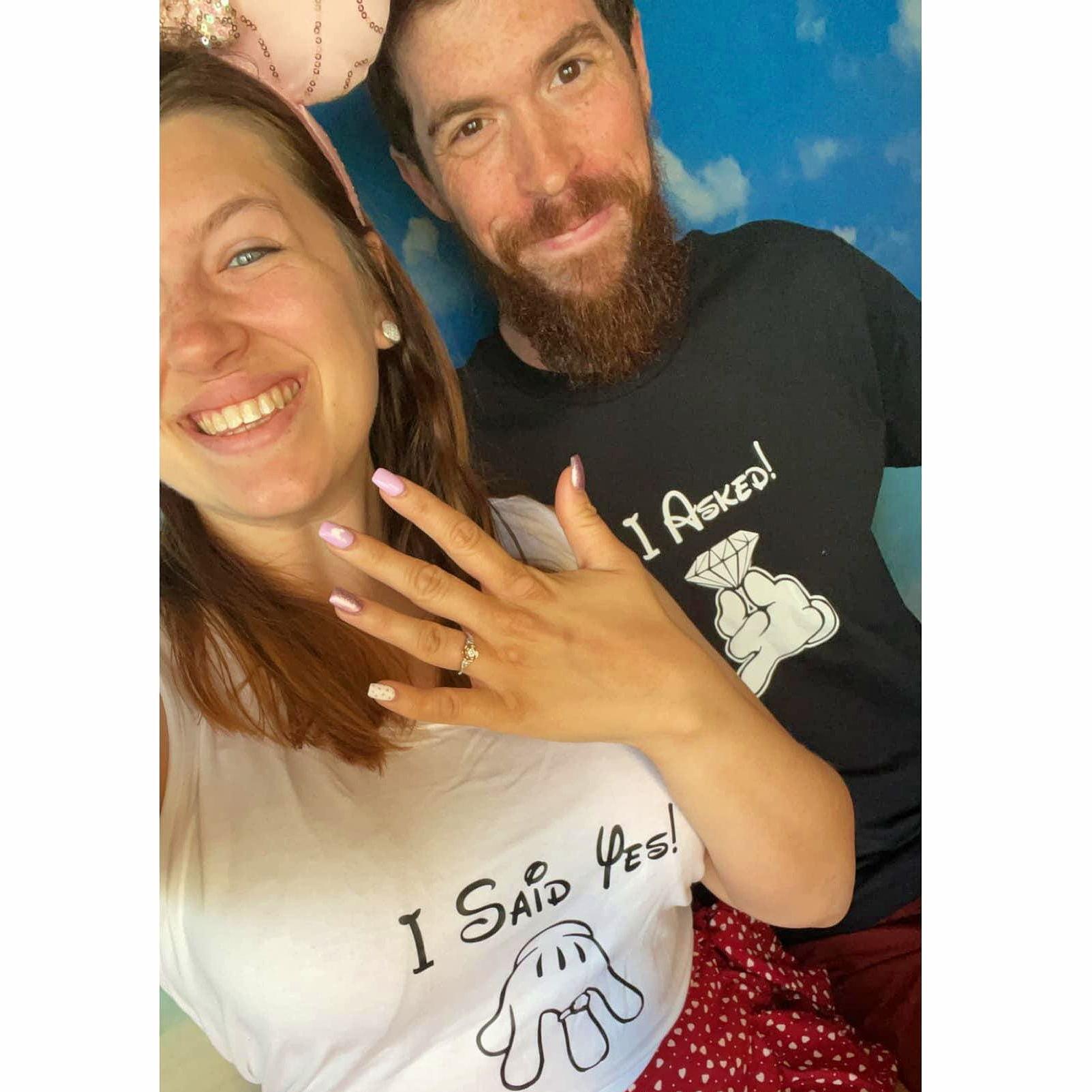 Matching shirts at Disney for the day following the proposal!
