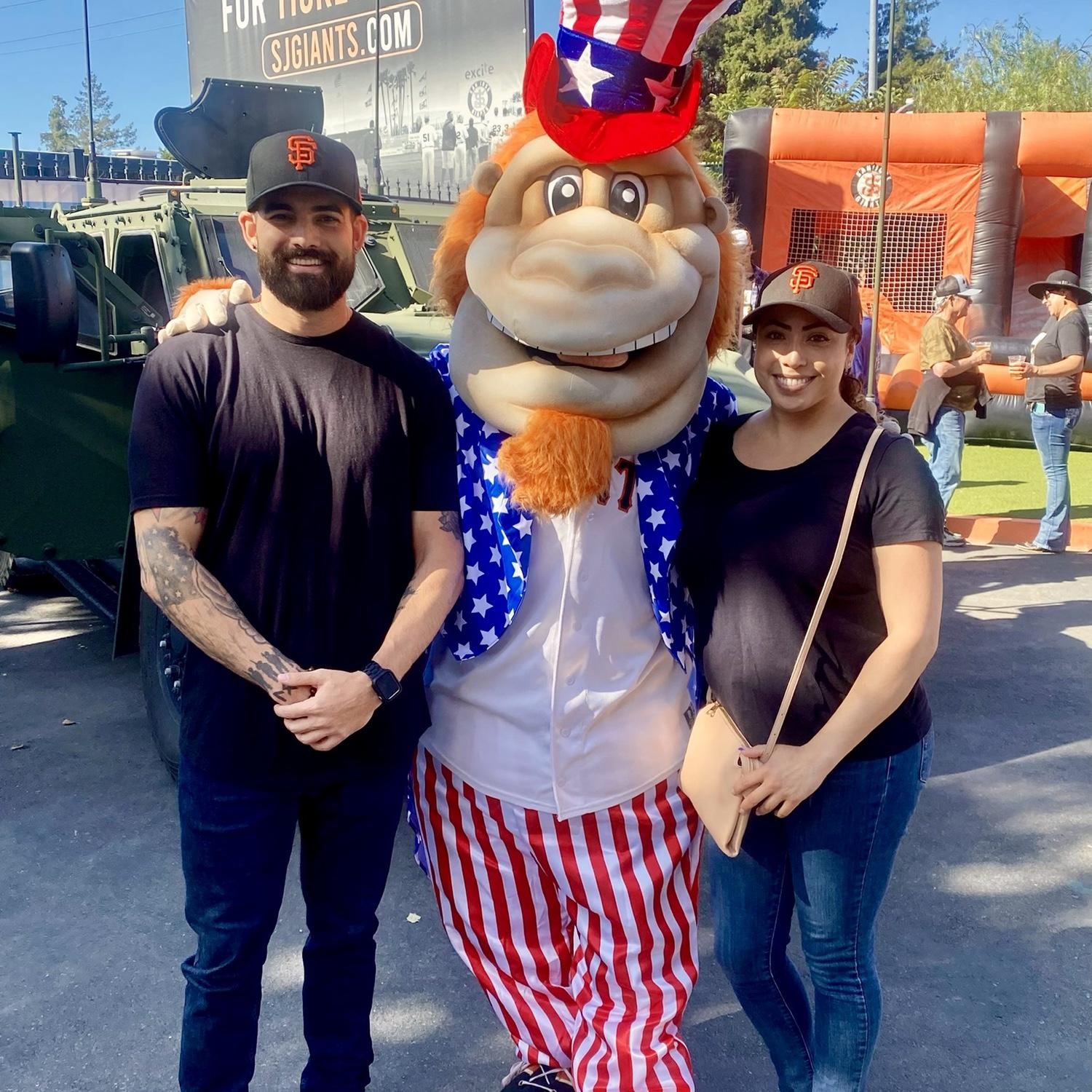 Celebrating 4th of July with Uncle “Gigante”, the mascot from the San Jose Giants baseball team.