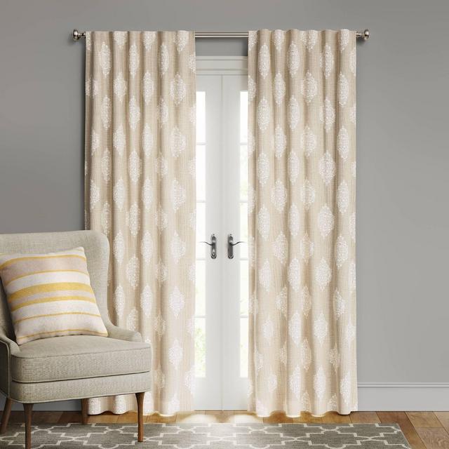 95"x50" Medallion Blackout Window Curtain Panel White/Beige - Threshold™