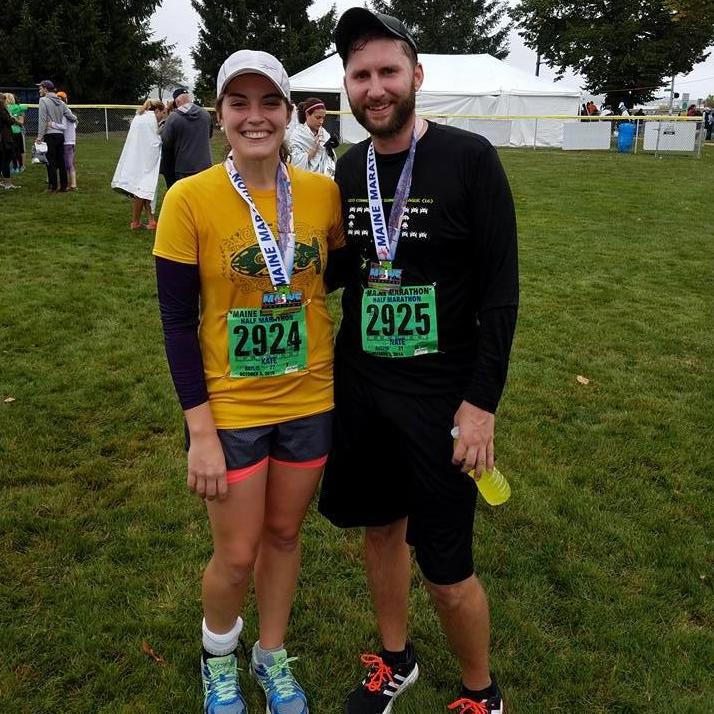 Nate and I after our first half marathon in 2016 in Portland Maine.