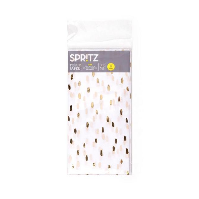 6ct Pegged Dotted Tissue with Foil Gold Gift Packaging Accessory - Spritz™
