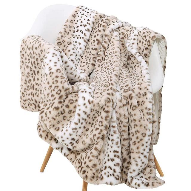 Sedona House Fuzzy Faux Fur Cheetah Throw Blanket,Lightweight Plush Cozy Soft Microfiber for Couch Travel,60 by 70-Inch,Brown Sand Leopard