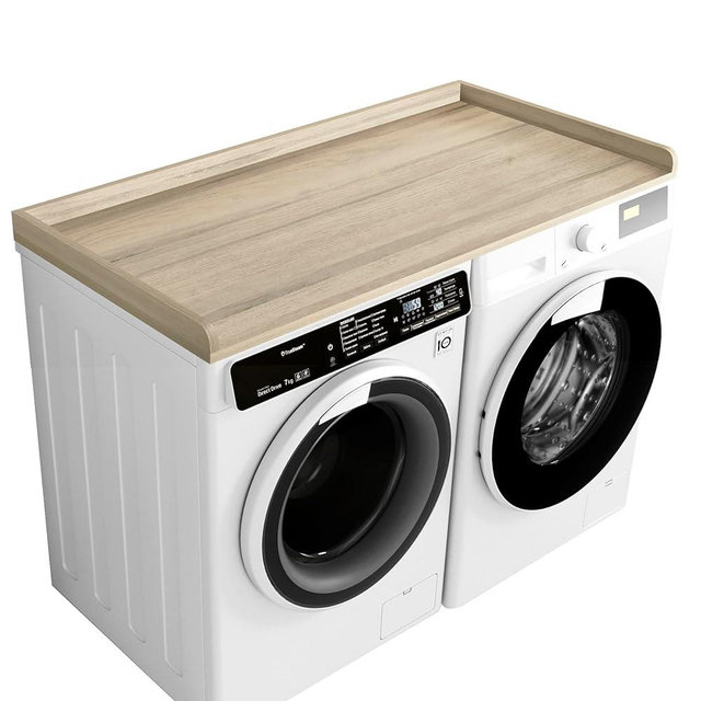 Kaboon Washer Dryer Countertop,Melamine Countertop with Edge Rails - 27.5" Depth x 54" Width, Oak