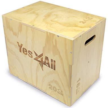 Yes4All 3 in 1 Wood Plyo Box with 4 Different Sizes (16/14/12 – 20/18/16 – 24/20/16 – 30/24/20) – Included: Packaged Screws for Easy Assembly
