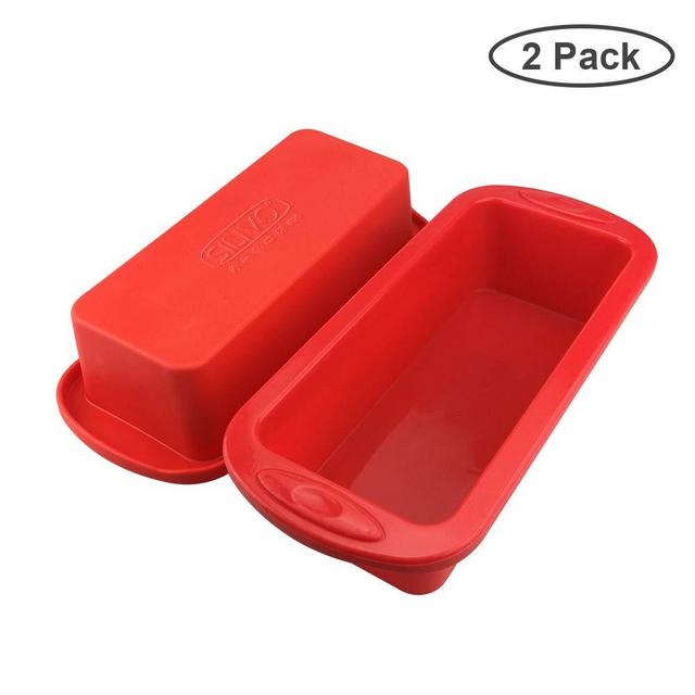 Silicone Bread and Loaf Pans - Set of 2 - SILIVO Non-Stick Silicone Baking Mold for Homemade Cakes, Breads, Meatloaf and Quiche - 8.9"x3.7"x2.5"