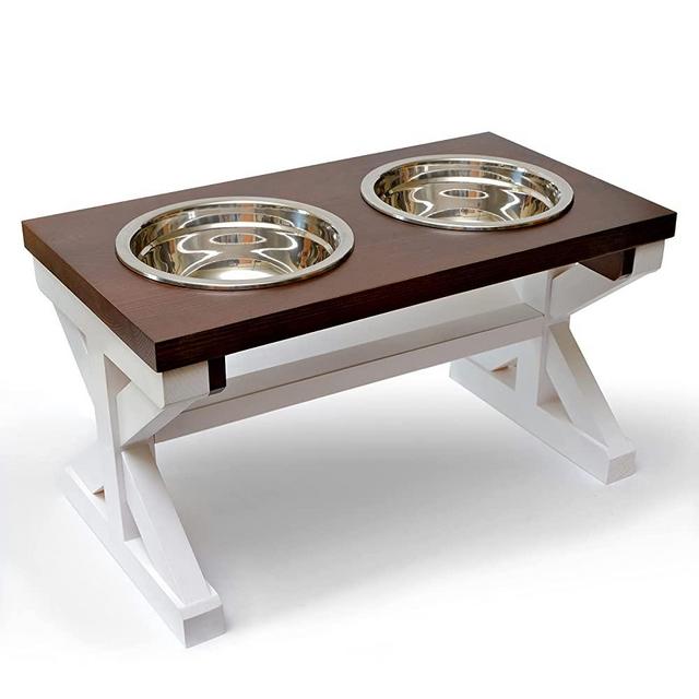 Raised Dog Bowls for Large and Medium Dogs, Wooden Dog Food Bowl Stand for Medium Dogs, Elevated Dog Bowls for Large Dogs, Dog Bowl Stand for Medium to Large Sized Dogs, Farmhouse Dog Bowl Holder