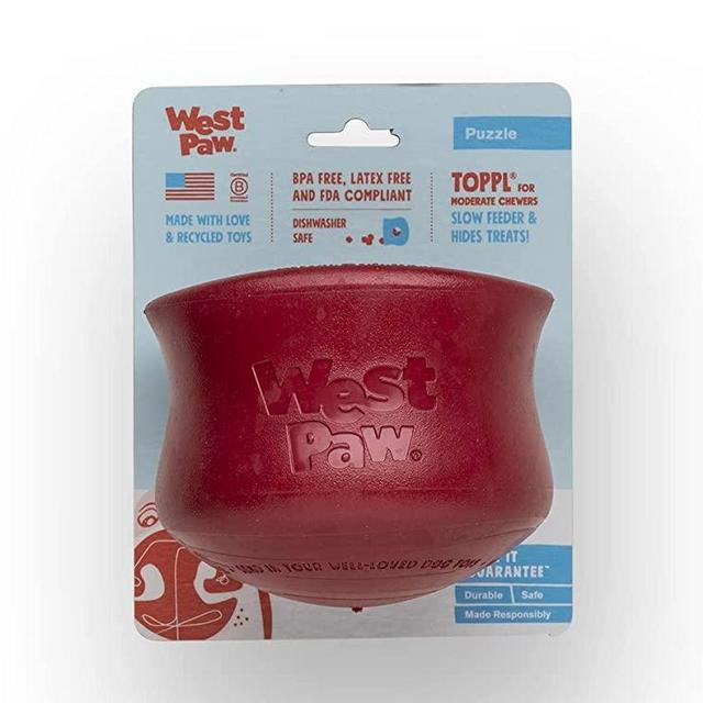 WEST PAW Zogoflex Toppl Treat Dispensing Dog Toy Puzzle – Interactive Chew Toys for Dogs – Dog Toy for Moderate Chewers, Fetch, Catch – Holds Kibble, Dog Training Treats, Made in USA